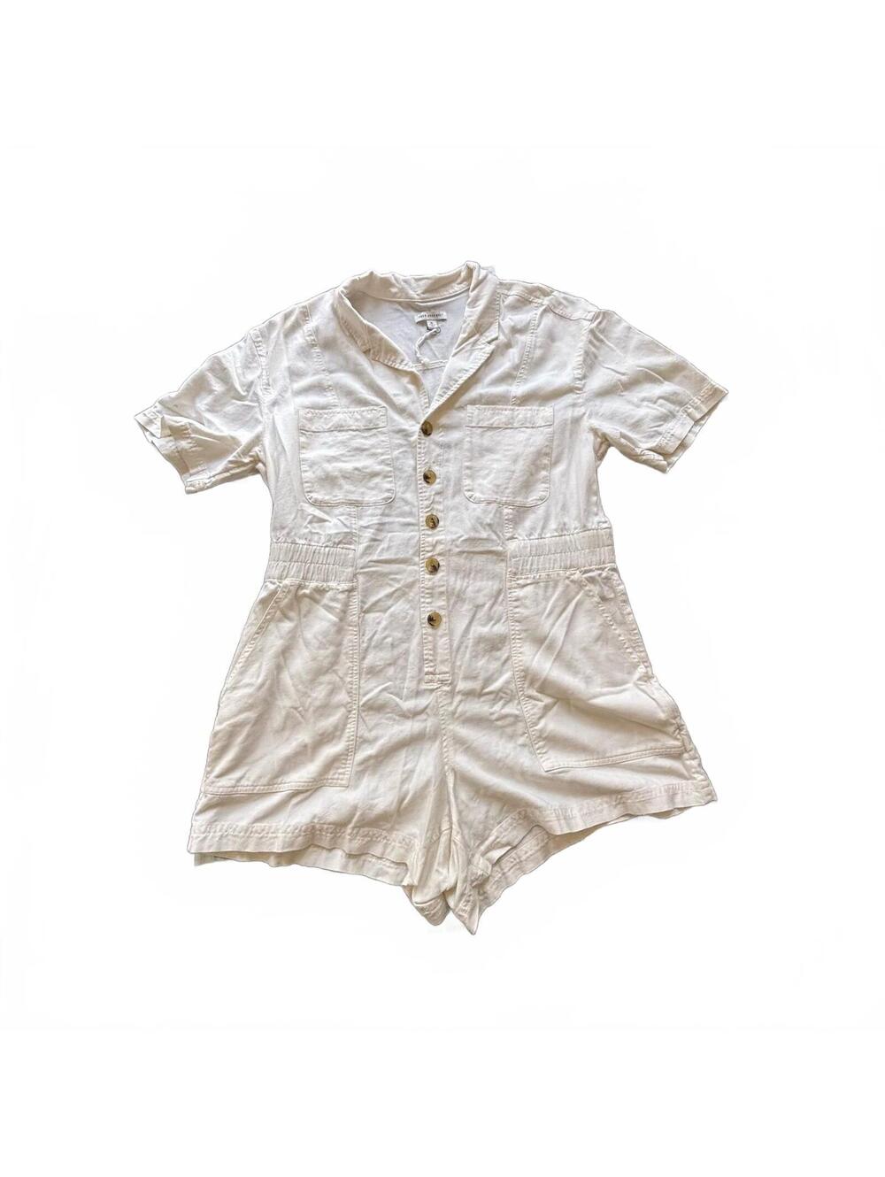 Free Assembly White Button Up Romper